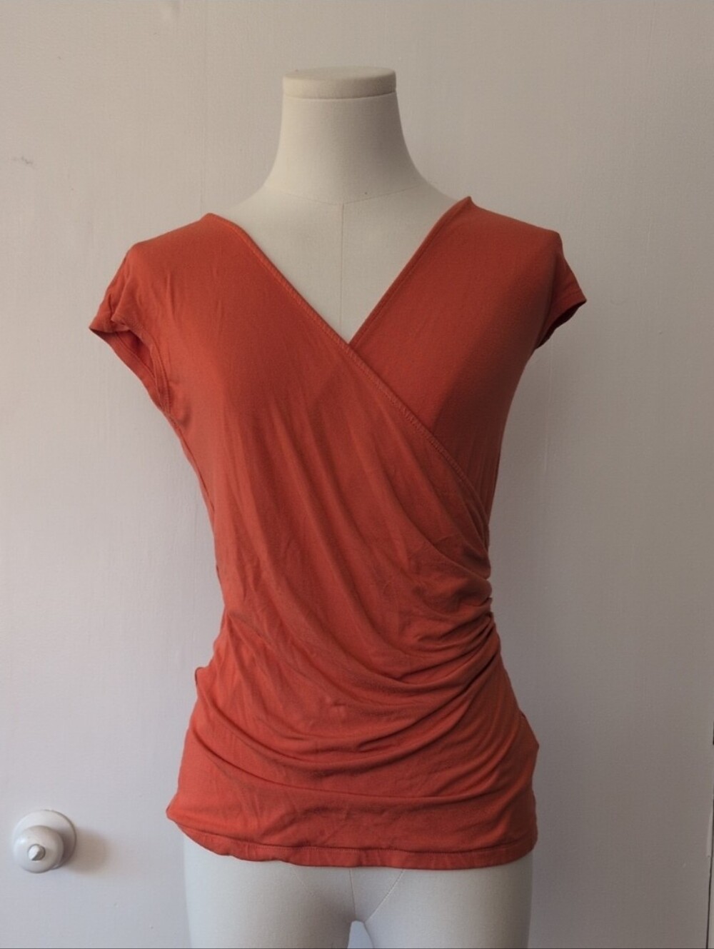 Ralph Lauren Orange Surplice Cap-Sleeve Top - Size Small